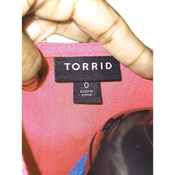 TORRID Pink Midi Swiss Dot Surplice Wrap Casual Dress Size 0 US Large Like 12 - Picture 3 of 7